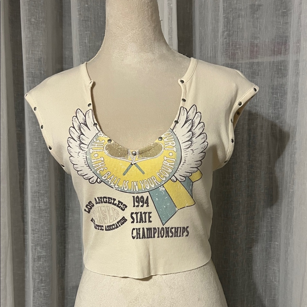 Boys Lie Winged Graphic Crop Top in Cream
